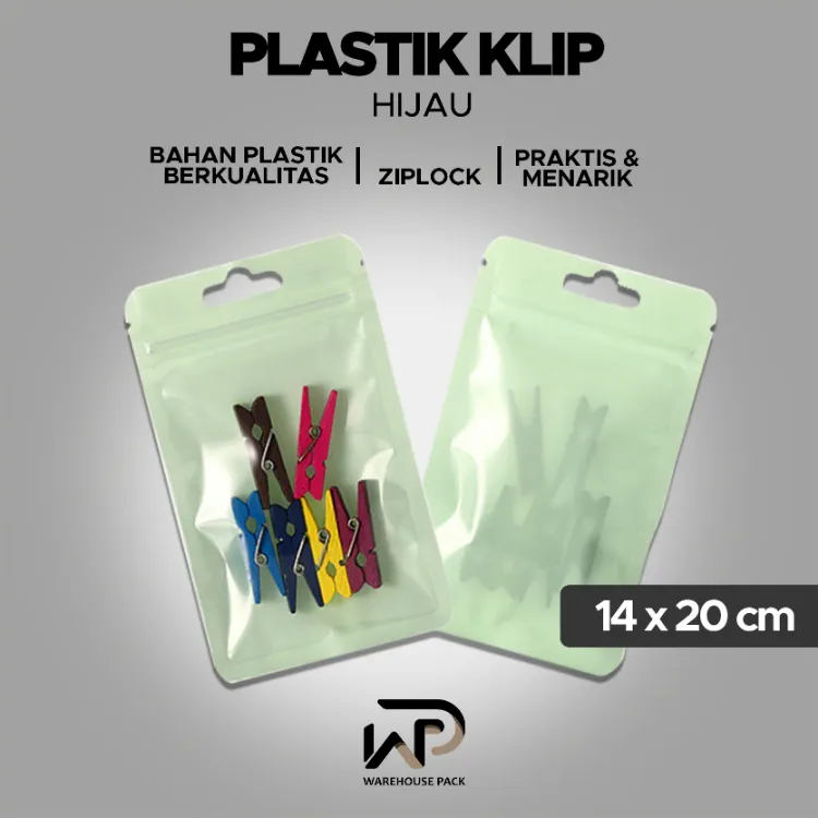 10 PCS Plastik Klip Warna Hijau 14 x 20 Ziplock Warna Hijau