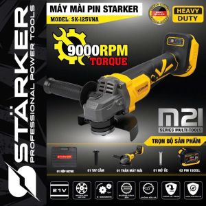 Máy Mài Pin STARKER cắt đá 125mm chân pin MAKITA Động Cơ Không Chổi Than - Sài Pin Dung Lượng Cao