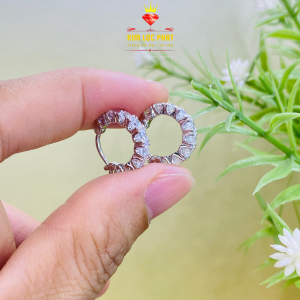 Khuyên tai bạc nữ xi bạch kim khoen tròn full đá 3mm Bông tai bạc nam nữ full moissanite xi vàng trắng đẹp Hoa tai bạc thật đính kim cương nhân tạo moissanite màu trắng và màu xanh thiết kế sang trọng - KIM LỘC PHAT BKTFH
