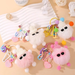 YAHOO  Keychain bag decoration plush doll cute coal balls cellphone hanger cute hanger