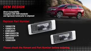2 Pack 13502178 License Plate Light Housing Excluding Light Bulbs Compatible with 2013-2022 Chevy Trax/Traverse 2017-2019 GMC Acadia Cadillac CTS/ELR/XTS/SRX Replaces GM2870100 13502179 22854057
