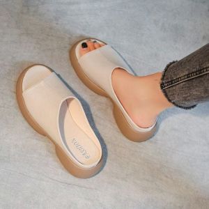 Free Shipping Soft-Soled Thick-Bottomed Sandals For Women New Summer Style Suitable For Outdoor Wear Flat-Soled One-Strap Design Retro And Comfortable With A Soft Sole
