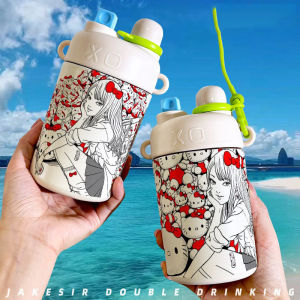 Christmas Gift Halloween Hot miniso 500Ml Sus 316 with Straw Double Drink Thermal Cup Kawaii Hello Kitty Cartoon Cute Portable Coffee Cup Student Kettle
