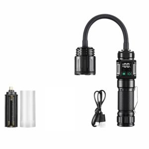 GJURD Super Bright Pocket Camping Light High Power Portable LED Flashlight Handheld Extended Hose Zooming Strong Flashlight Outdoor Night