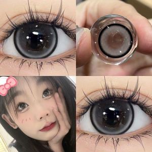 （6months）0-800 Degree Daily Colored Eyes with Power（Loose Piece）naturally Enlarge Your Eyes Hot Sale Big Eyes Love Eyes Black Brown Ultraviolet-proof 兔尾油画新款无锁边美瞳14.5大直径紫色美瞳半年抛学生隐形眼镜