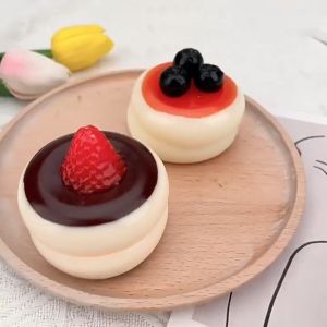 Cake Squishy Squeeze Toy Blueberry Strawberry Soufflé Soft Taba Squishy Stress Relief Toy Kids Gift