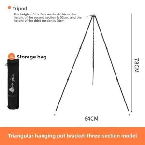 JAYNEBIO Hanging Pot Camping Tripod Aluminum Alloy Cookware Cooking Pot Tripod Durable Support Stand Campfire Tripod Outdoor Cooking