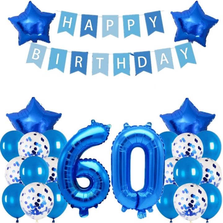 (SG SELLER) 60th Birthday Decorations, Blue 60th, 60th Birthday Balloon ...