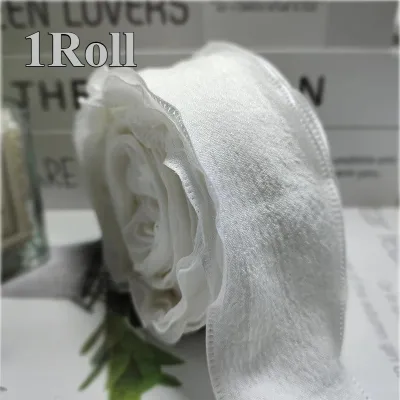 1 Roll 4cm*9m Crinkled Organza Ribbon Versatile Decorative Ribbon for Gift Wrap Craft Bows Decor