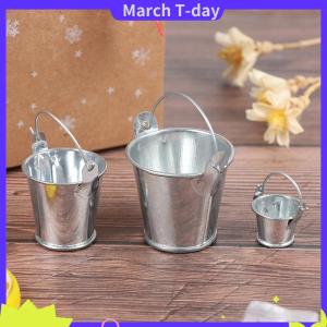 March 1Pcs Dollhouse Mini Iron Bucket Miniature Model Mini Dollhouse Decorations Ornaments Children Beach Small Bucket Toy