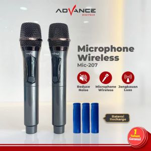 Advance MIC-207 Profesional 2 Mic Wireless Microphone Original Wireless Bluetooth Mic 101v3 Microphone Profesional Mic Wireless Gold Garansi Resmi 1 tahun