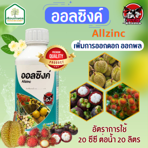 ออลซิงค์ ธาตุอาหารเสริม สังกะสีป้องกันอาการใบแก้ว เพิ่มการออกดอก ออกผล ขนาด 1 ลิตร