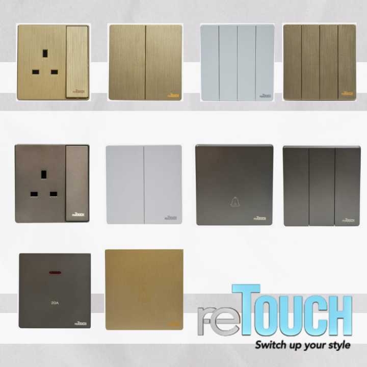 {SIRIM} RETOUCH ULTRA RIMLESS MODERN SWITCH/ SWITCH SOCKET/ AIRCOND SWITCH/ DOORBELL SWITCH Lazada