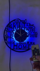 Kitchen Vinyl Record Wall Clock Kitchen Heat Home Theme Wall Clock Coffee Bar Decor Coffee Wall Decor for Kitchen Office Living Room for Women Wives BlackFast shipping