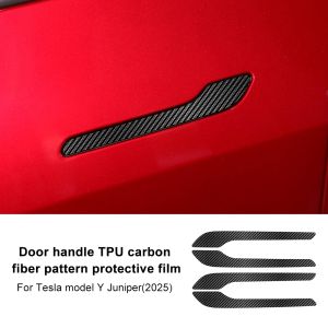 Cho Tesla mô hình y cây bách xù 2025 sợi Carbon TPU kết cấu phim hộp giữa b-trụ cột nhãn dán tay nắm cửa Nhãn Dán Phụ Kiện