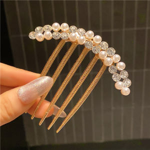 Sirkam rambut hiasan sanggul mutiara emas konde mutiara bahan besi Alloy