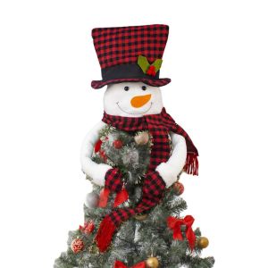YERZ Large Size Christmas Tree Top Decorations Cartoon Scarf Design Santa Claus Doll Creative Cute Snowmen Hugger Ornaments Home Decor
