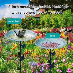 Freestanding Bird Bath for Outdoor Space Stake Metal Design Bird Feeding Station Large Tub Bird Feeding Bowl Metal