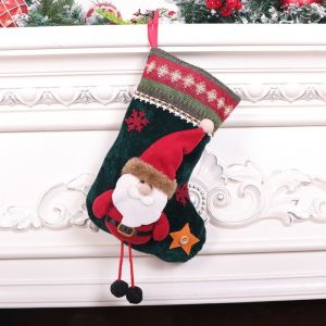 GENENIC Vải Túi quà Giáng sinh Hoạt hình Ông già Noel Tất trang trí Giáng sinh Thời trang Dung tích lớn Tất Giáng Sinh Trẻ em