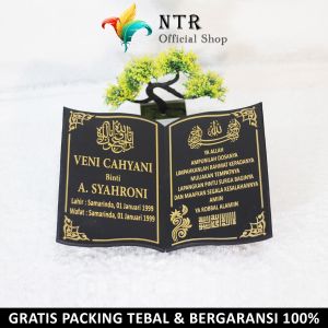 Batu Nisan Nama Model Bentuk Buku Makam Full Granit Ukir Lempengan Kuburan Kijing Islam