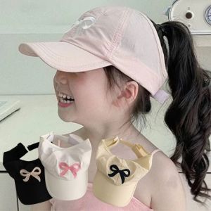 GURUNGMANI UV Protection Kids Baseball Cap Empty Tail Design Bow Embroidery Empty Top Sun Hat Lightweight Comfort Children Sun Hat Outdoor Travel