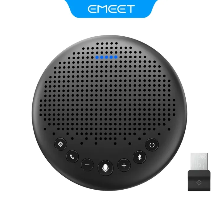 EMEET Conference Speaker and Microphone Luna 360° Voice Pickup w/Noise Reduction/Mute/Indicator USB Bluetooth Speakerphone w/Dongle for 8 People Daisy Chain