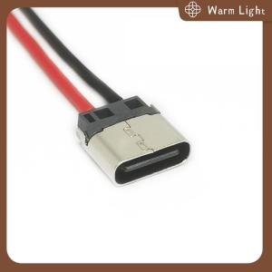 Warm Light 5pcs USB Type-C 2P Welding Wire Female Connector Cable For Mobile Phone Charging