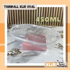 [ISI 25 PCS] Thinwall KLIR Oval 450ml 700ml  / Tempat Makan Oval / Kotak Plastik Bekal Sekali Pakai