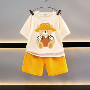 AILEBE Kids Sets A-Class Waffle Terno Short Sleeve Top Shorts Set Soft Elastic All-Season Wear Comfy Pambahay OOTD For Baby Boys 0-4 Years