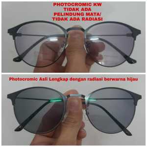 [PROMO Diskon] Kacamata Wanita Korea Photochromic Anti Radiasi UV 2in1 Blue Ray| Lensa bisa berubah warna gelap otomatis Frame Vintage Anti Silau Potokromik Fotocromic