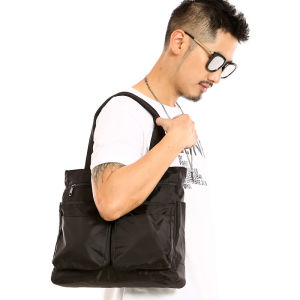 Xinranzj กระเป๋าซิปหลายช่องน้ำหนักเบาเข็มขัดแบบพกพายาวกันน้ำได้สำหรับผู้ชายเดินทางพักผ่อนแบบพกพากระเป๋าสะพายไหล่ข้างเดียวกระเป๋าขนาดใหญ่สำหรับผู้ชายคอมพิวเตอร์