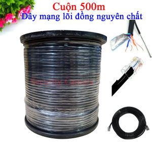 Cuộn 500m dây cáp mạng 4 lõi đồng nguyên chất có gia cường bọc bạc dầu chống ẩm chuyên dụng kéo ngoài trời