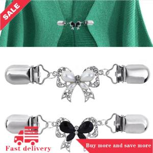 [COD] Thời trang Bow Cardigan áo len áo Pin khăn choàng Trâm Clip vịt khăn móc