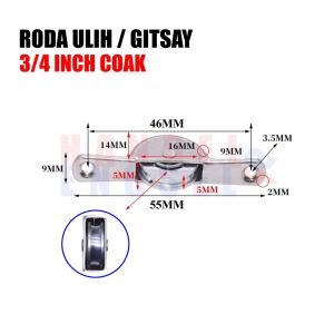 Roda Ulih Sliding 3/4 inch dan 1 inch Caster Etalase Roller Display Matex Gitsay
