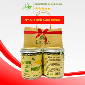 Set quà cao cấp trà lá sen bình vôi xuất khẩu Hàn Quốc gồm 2 hộp mỗi hộp 250g