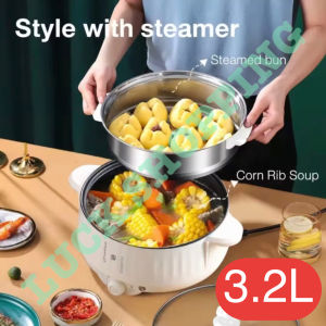 3.2L multifunction rice cooker with steamer non-stick pan home student hot pot all-in-one machine easy to clean 22cm