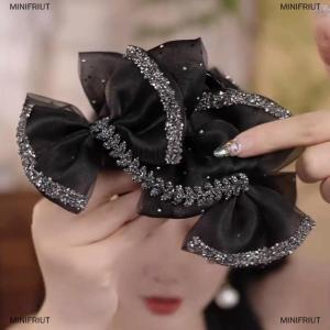 [COD] MINIFRIUT Exquisite Elegant Sweet Mesh Bow Hair Clip Womens After Brain Hairpin Headwear Accessories Gifts