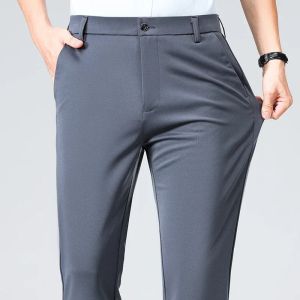 Men Suit Pants Light Thin Elastic Slim Fit Dress Pants Business Solid Casual Straight Leg Trouser Men Clothing Oversize 29-422026