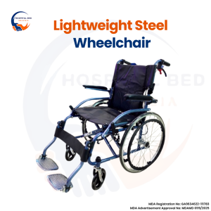 [Ready Stock] Lightweight Steel Wheelchair PVC With Flip Up Armrest & Footrest - MDA Approved