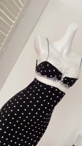 3242025   Summer Women Polka Dot Maxi Dress Spaghetti Strap Frock Birthday Shoujo 2000s Aesthetic Trumpet Mermaid Prom Gown