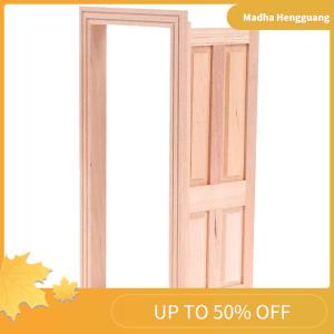 Madha 1 12 Dollhouse Miniature 4 Panel Interior Wooden Door DIY Model Accessories Toys