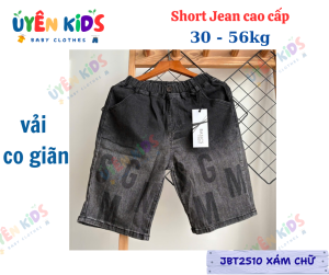 (30-56kg) Quần short jean co giãn hiệu cao cấp size đại cồ mẫu cào sướt hoặc in chữ cho bé trai 30-56kg