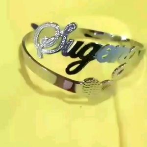 gelang nama titanium lapis emas motif love fashion wanita