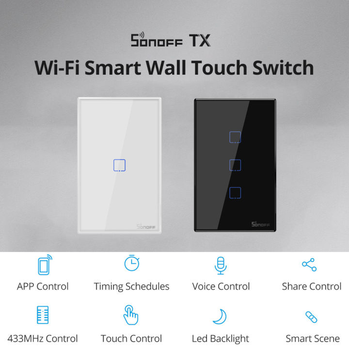 ITEAD SONOFF TX Smart Wall Switch WiFi Touch Light Switch Neutral Wire Switch Module eWeLink APP