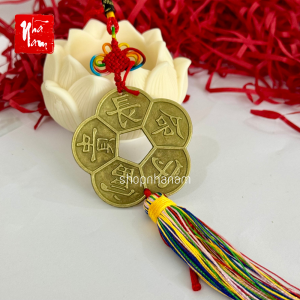 Dây đồng xu hoa mai 5 cánh dây treo kết đồng tâm vật phẩm phong thủy chiêu tài lộc