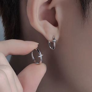 XINSU38 Cool Personality Round Circle High Quality Punk Jewelry Silver Color Men Earrings Stud Earrings Ear Studs Hoop Earrings