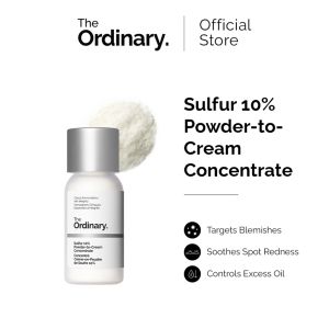 The Ordinary Sulfur 10% Powder-to-Cream Concentrate | Targets Blemishes & Acne | Controls Excess Oil | Soothes Spot Redness | Targets Active Blemishes 5g