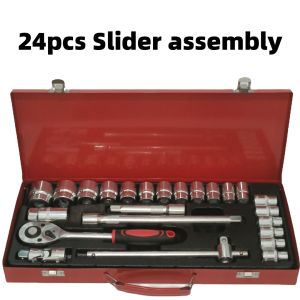 24pcs 1/2" Socket Set with Steel Case sleeve set Auto repair tool Manual tool set Sleeve tool set