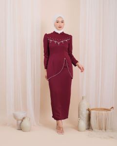 One Set Wisuda Felicya Baju Kurung Melayu Polos Satin Dress Kondangan Payet Mewah Wisuda Lamaran