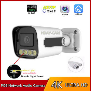 4K 8MP POE IP Camera Audio Outdoor POE H.265 Bullet CCTV Home 5MP Dual Lamp Night Vision Full Colour Surveillance Camera